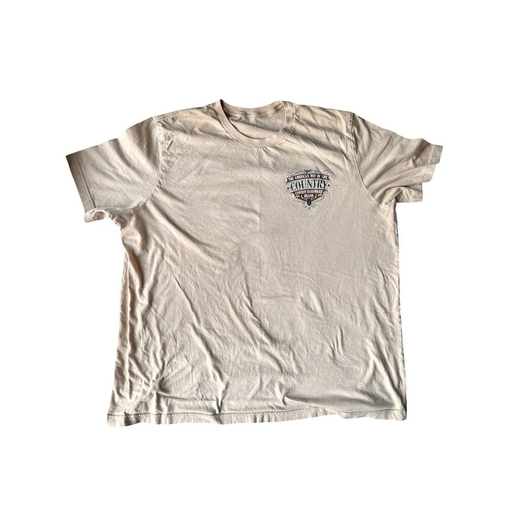 Cowboy Hardware Country T Shirt Men’s XL Beige Western Graphic Short Sleeve USA